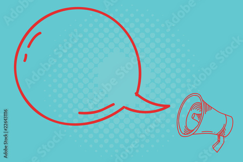 Flat design business Vector Illustration concept copy text for esp Web banners promotional material mock up template. Blank Transparent Speech Bubble with Shining icon and Outline Megaphone