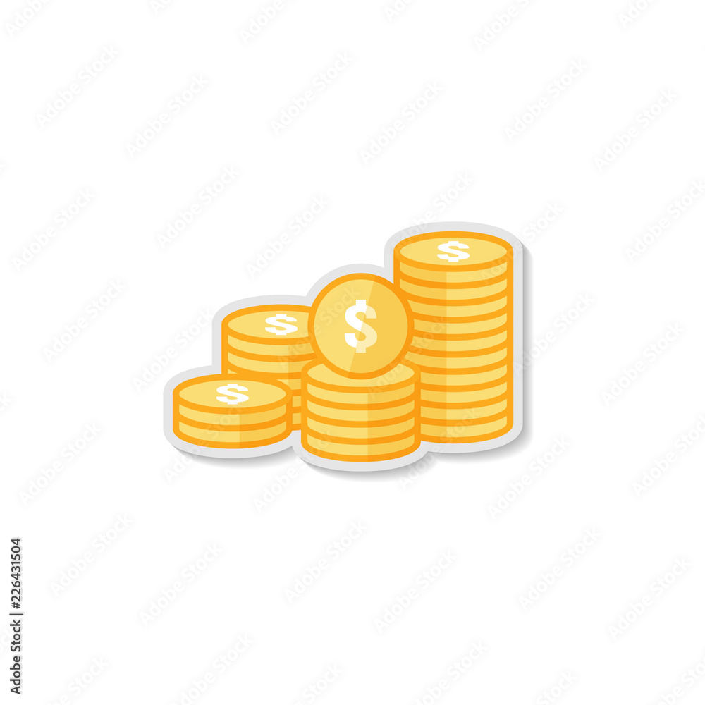 dollar pile coins icon. gold golden money stack for profit financing. business investment growth concept for info graphics, websites, mobile and print media. flat style vector illustration. dollar pile coins icon. gold golden money stack for profit financing. business investment growth concept for info graphics, websites, mobile and print media. flat style vector illustration.