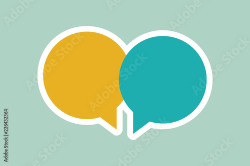 Flat design business Vector Illustration Empty template esp isolated Minimalist graphic layout template for advertising. Two Blank Round Speech Bubble Overlapping Sticker style in Solid Color
