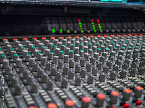 Control board in the sound studio
