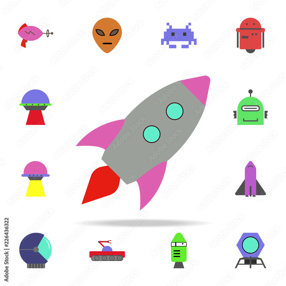 rocket colored icon. Colored Space icons universal set for web and mobile