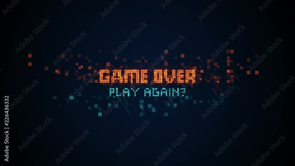 Vidéo Stock Game over phrase in pixel art 8 bit retro style with glitch ...