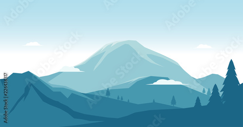 Vector illustration of mountain, with landscape view and blue panoramic