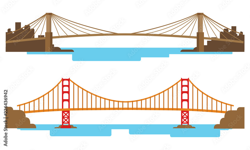 Fototapeta premium Long and Large Bridge across the river