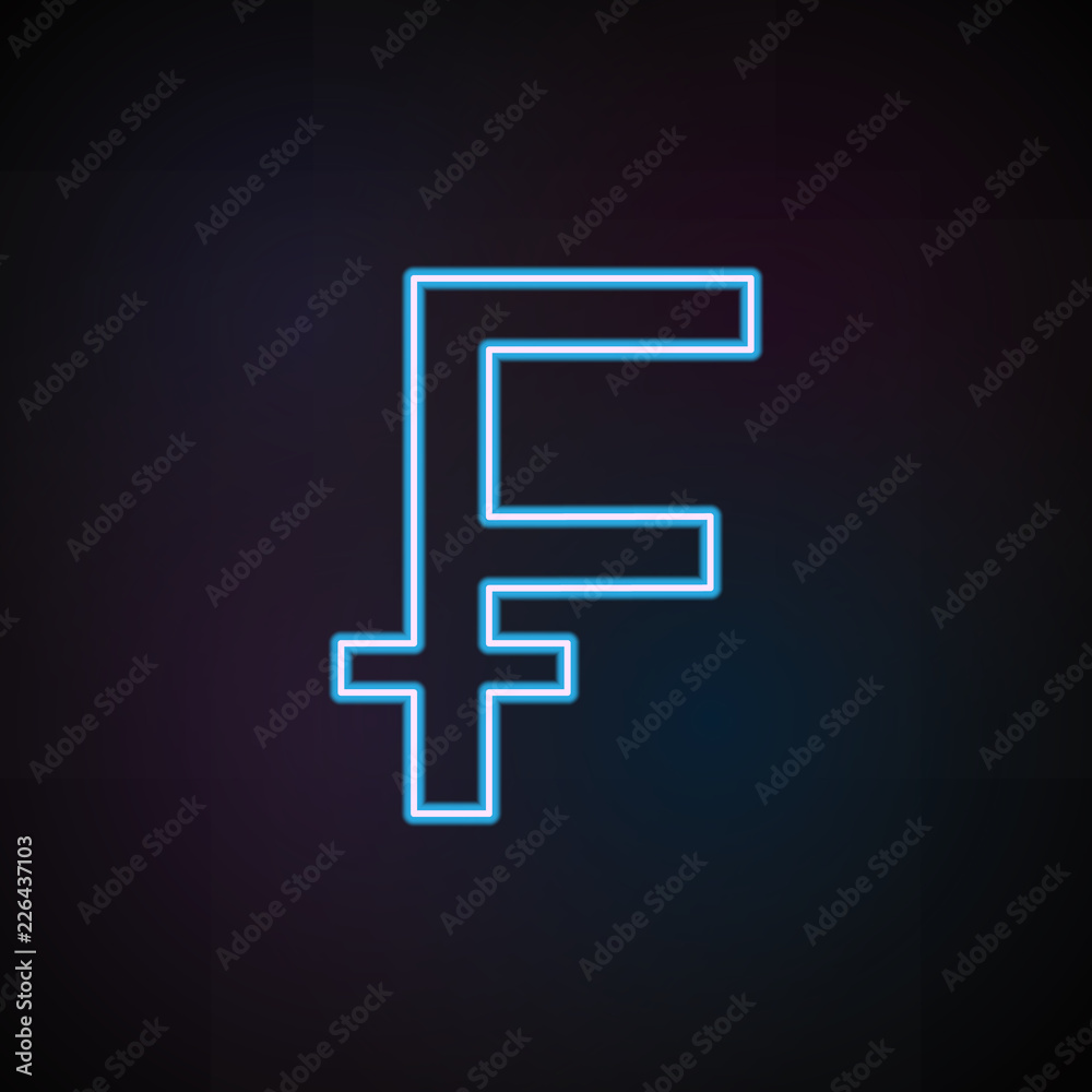 Obraz premium sign of franc icon in neon style. One of Mobile banking collection icon can be used for UI, UX