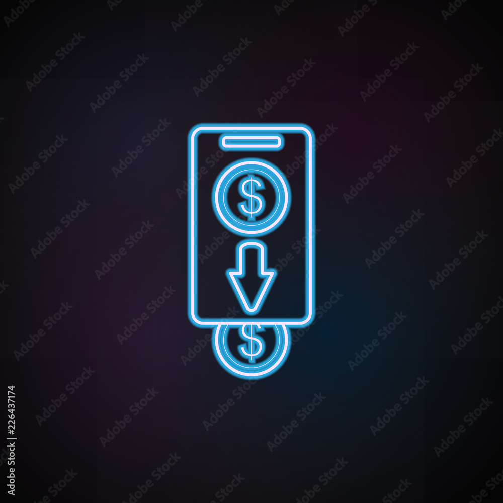 cash mobile banking icon in neon style. One of Mobile banking collection icon can be used for UI, UX cash mobile banking icon in neon style. One of Mobile banking collection icon can be used for UI, UX