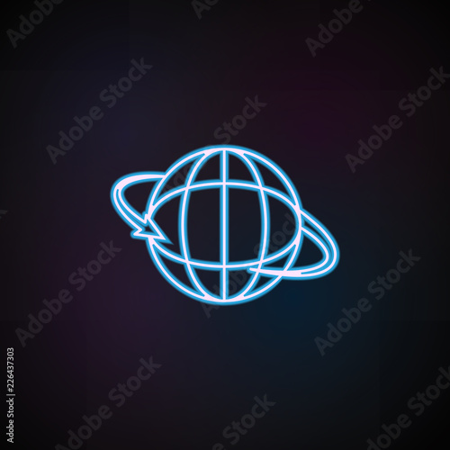 arrow globe icon in neon style. One of Mobile banking collection icon can be used for UI, UX © Gunay