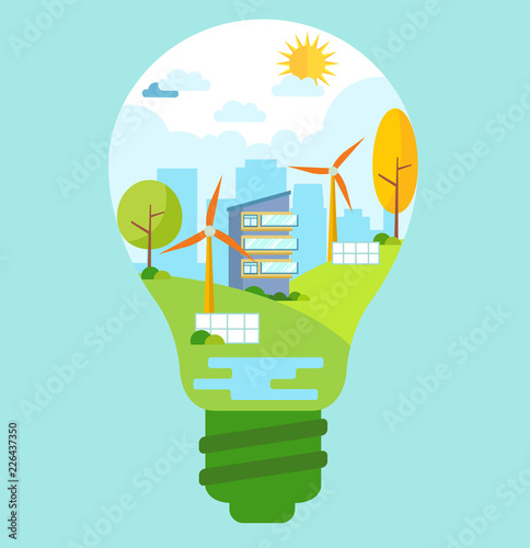 Ecology concept and clean energy vector illustration
