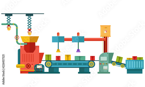 Vector illustration of factory technology in machine