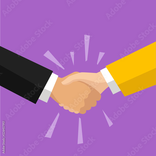 Two businessman shaking hand for agreement vector flat style