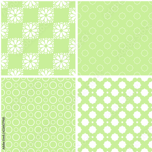 Mint different vector seamless patterns