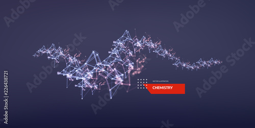 3d connection structure. Futuristic technology style. Low-poly element for design. Vector illustration for science, chemistry or education.