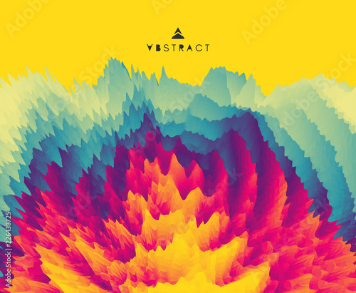3D wavy background with ripple effect. Abstract vector illustration. Design template. Modern pattern.