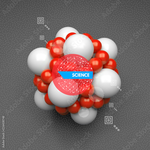 3d molecule. Vector illustration for science, technology, marketing, presentation.
