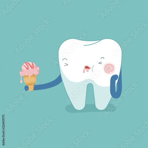 Tooth eat icecream make toothache, dental concept.