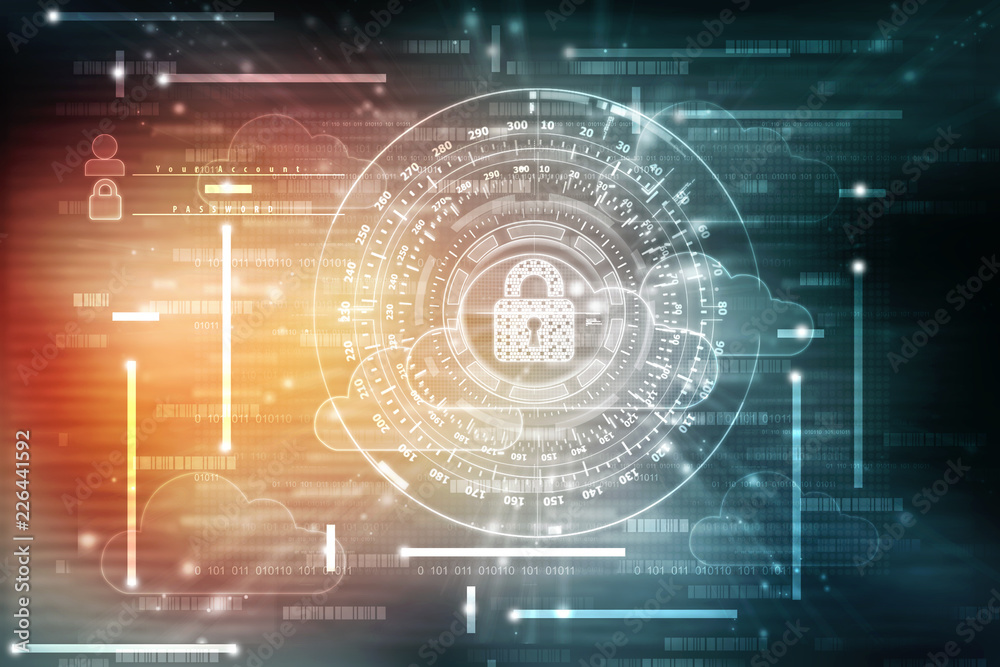 2d illustration Safety concept: Closed Padlock on digital background 2d illustration Safety concept: Closed Padlock on digital background