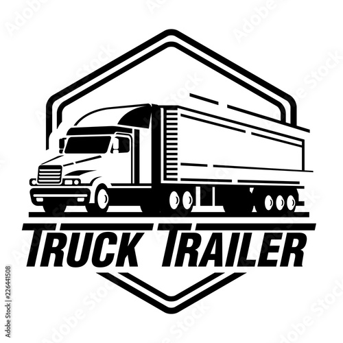 Truck trailer logo illustration on white background