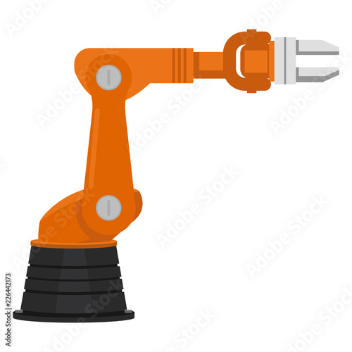 Orange industrial robotic arm for assembly line