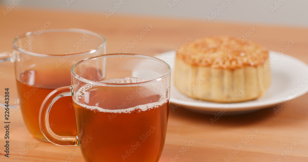 Traditional Chinese tea and moon cake for mid autumn festival Traditional Chinese tea and moon cake for mid autumn festival