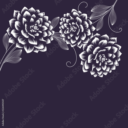 Papier peint Abstract pattern with dahlia flowers.