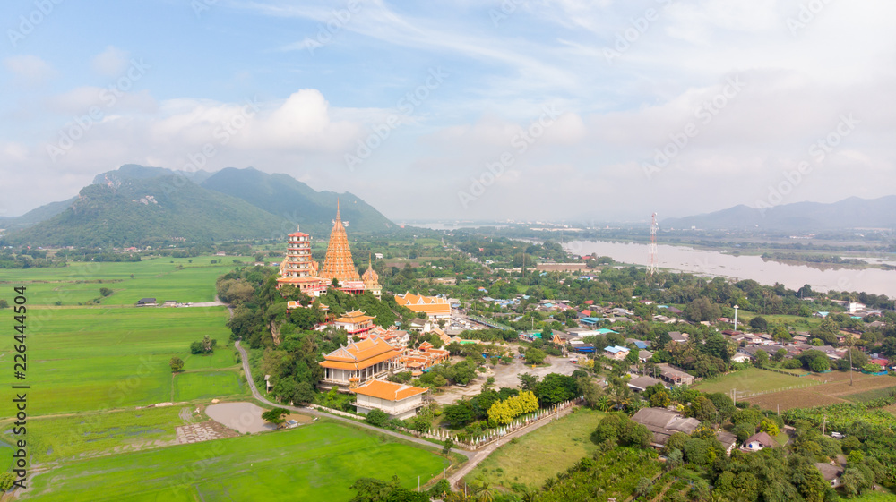 Aerial view Landscape of Wat Tham, Suea Tha Muang District, Kanchanaburi Thailand