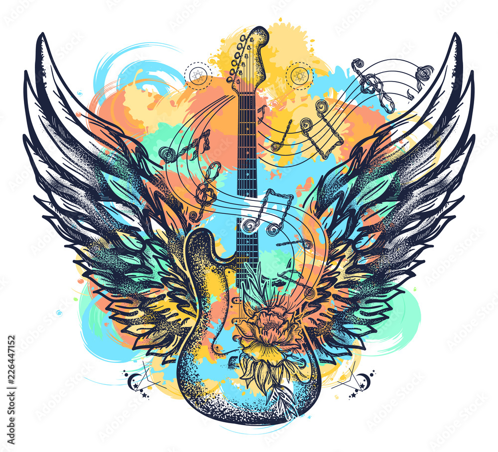 Discover 183+ music guitar tattoo latest