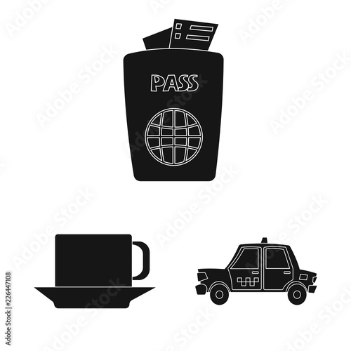 Vector illustration of airport and airplane logo. Set of airport and plane vector icon for stock.
