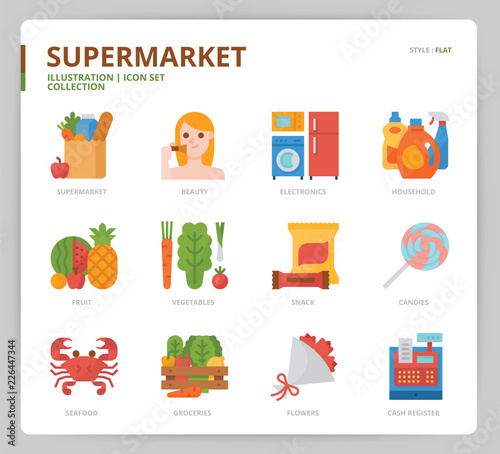 Supermarket icon set