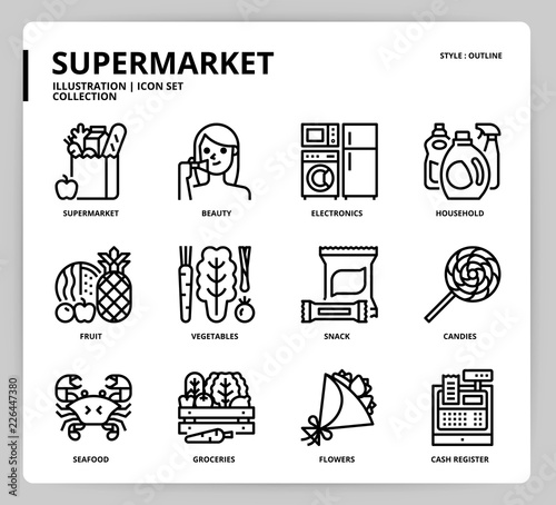 Supermarket icon set
