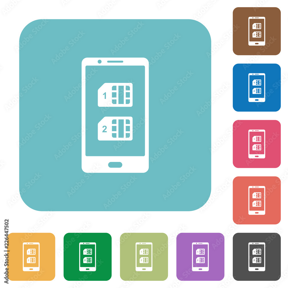 Dual SIM mobile rounded square flat icons Dual SIM mobile rounded square flat icons