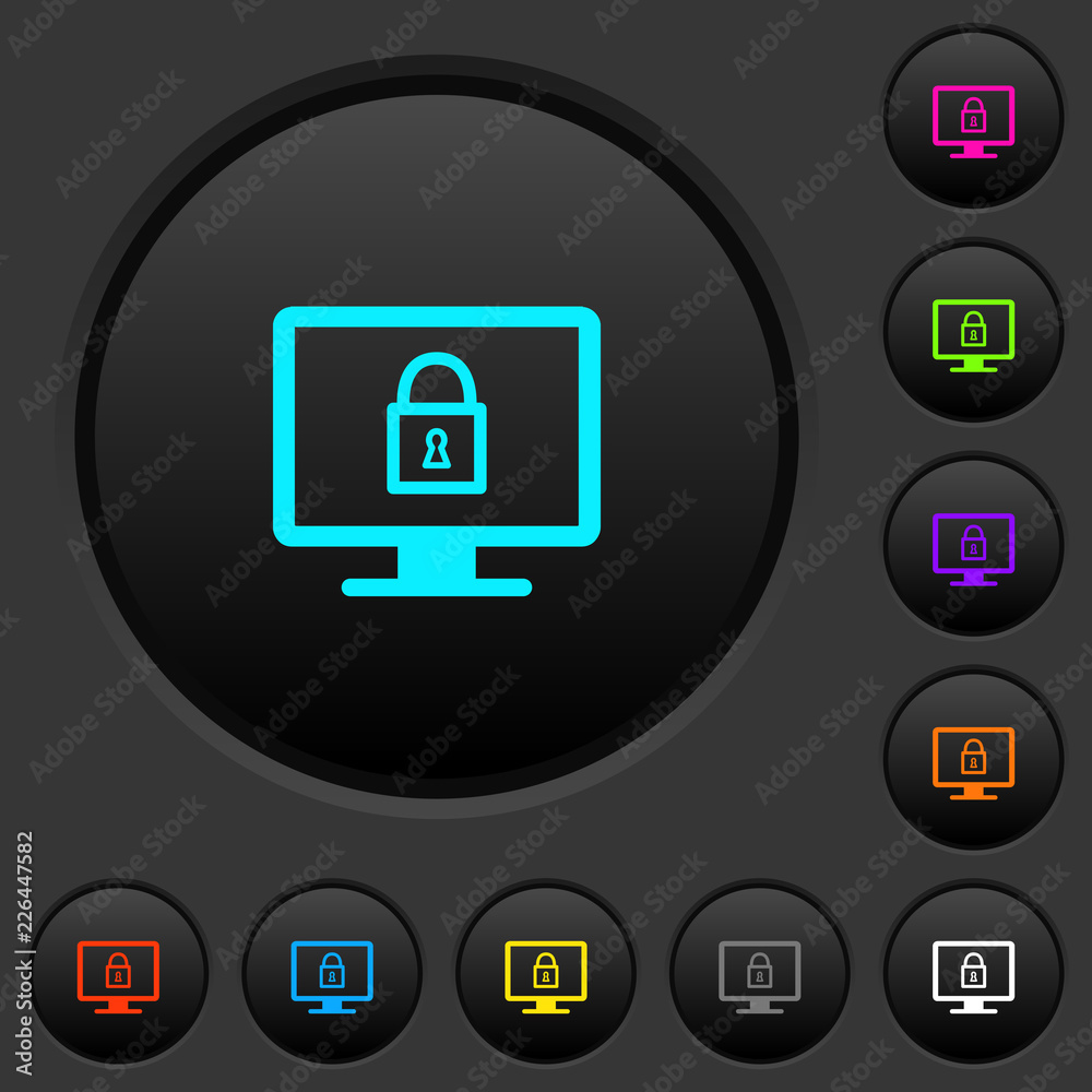 Lock screen dark push buttons with color icons Lock screen dark push buttons with color icons