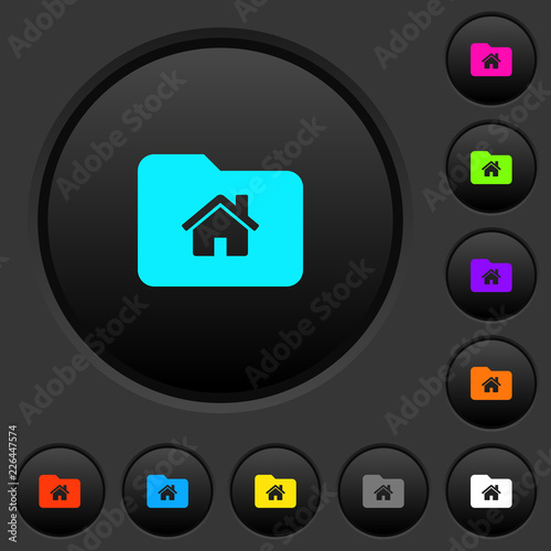 Home folder dark push buttons with color icons