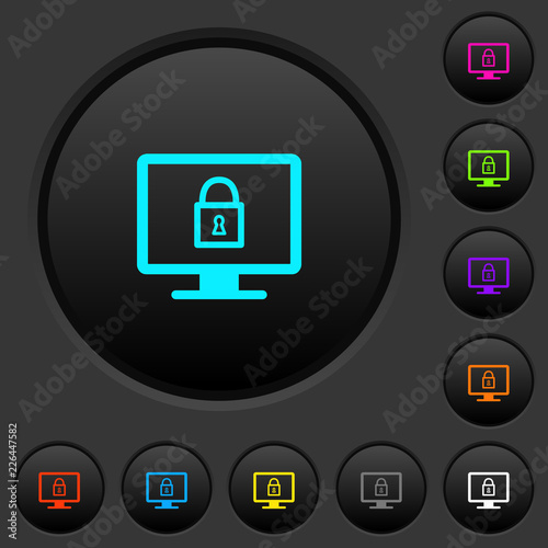 Lock screen dark push buttons with color icons