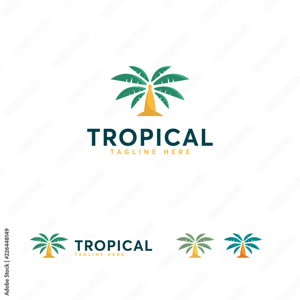 Tropical logo designs vector, Palm Tree logo symbol