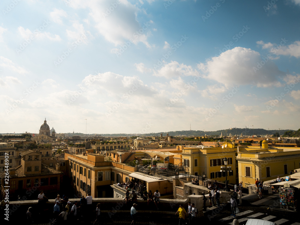 beautiful view from Piazza di Spagna to the dome of St. Peter Rome