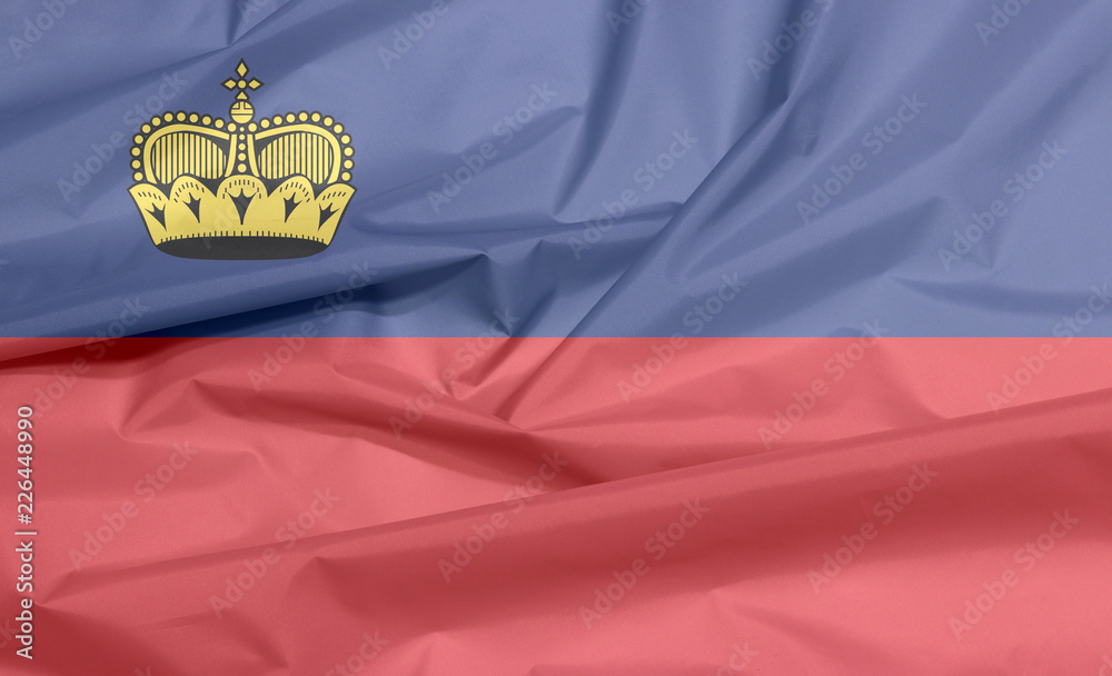 Den aktuelle Tilskyndelse Løb Fabric flag of Liechtenstein. Crease of Liechtensteiner flag background,  blue and red, charged with a gold crown. Stock Photo | Adobe Stock