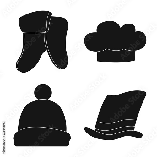 Vector illustration of headgear and cap symbol. Set of headgear and accessory stock symbol for web.