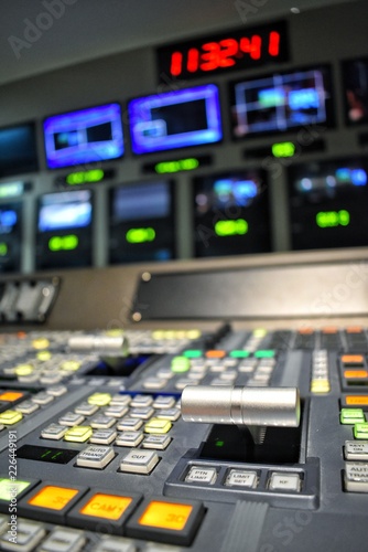 Obraz na płótnie Equipment in control room for television production. w salonie