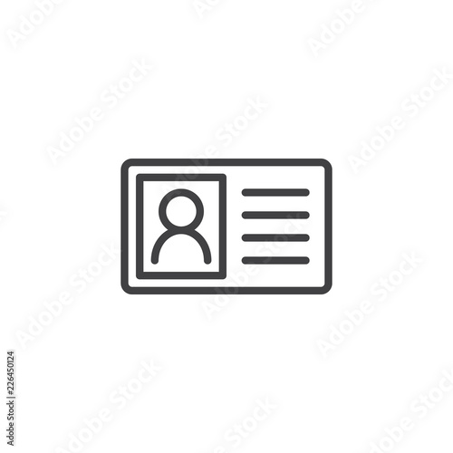 Identity card outline icon. linear style sign for mobile concept and web design. Member Id card simple line vector icon. Symbol, logo illustration. Pixel perfect vector graphics © alekseyvanin