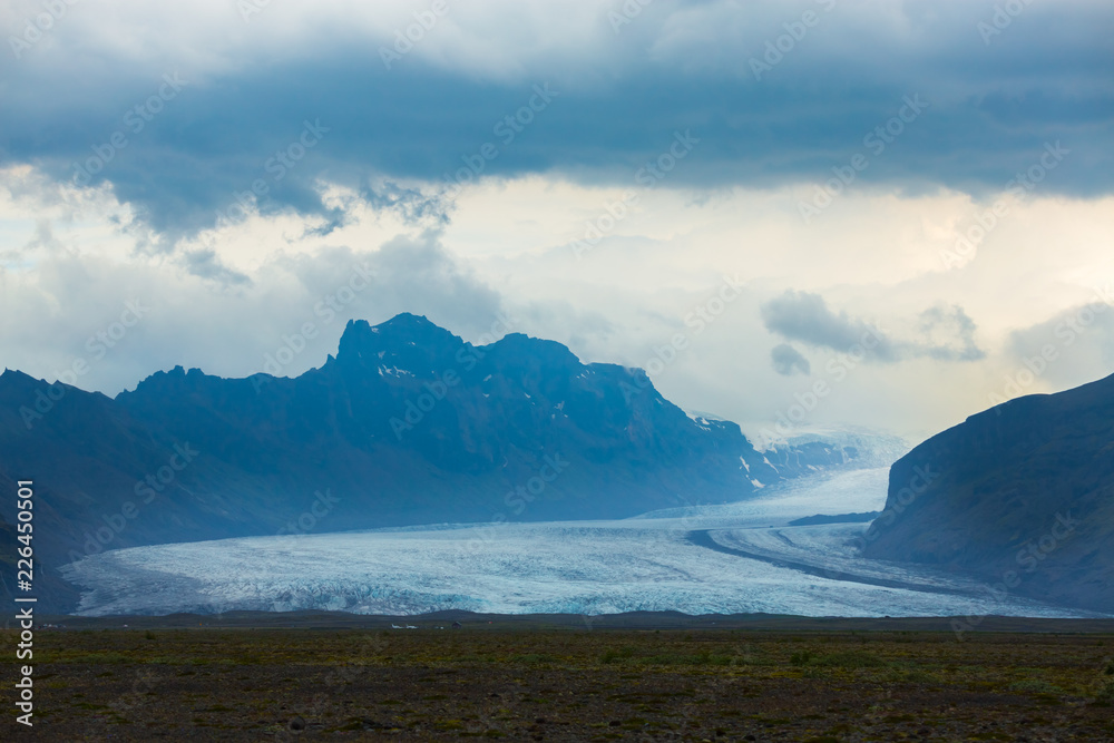 Panorama view beautiful seasons summer of view skaftafell glacier at Skaftafell National Park, Iceland