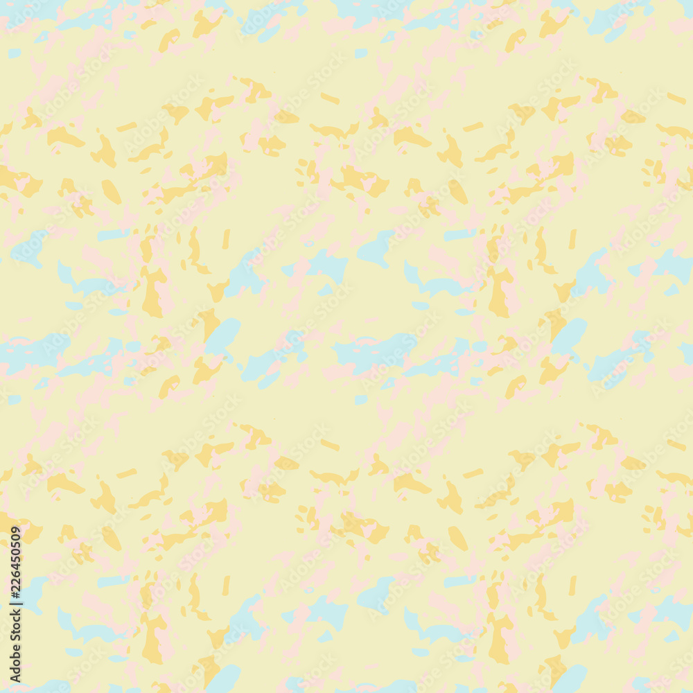UFO military camouflage seamless pattern in light blue, yellow and pink colors UFO military camouflage seamless pattern in light blue, yellow and pink colors