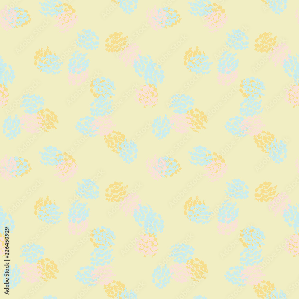 UFO military camouflage seamless pattern in light blue, yellow and pink colors