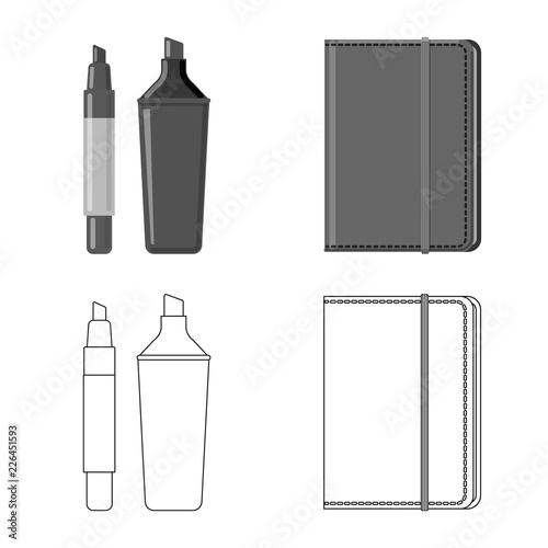 Vector design of office and supply icon. Set of office and school stock symbol for web.
