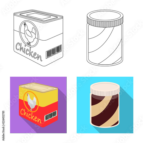 Isolated object of can and food sign. Collection of can and package stock symbol for web.