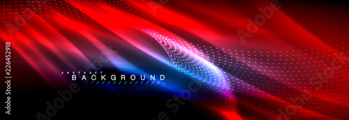 Liquid neon flowing waves, glowing light lines background