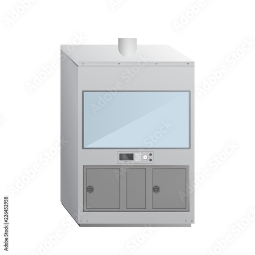 Fume cupboard. Medical laboratory. Equipment for experiments. Vector illustration