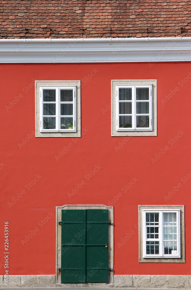 old door and windows house detail Eger Hungary
