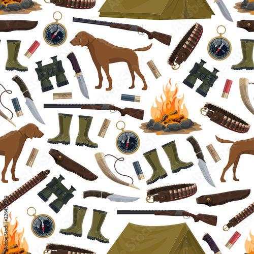 Hunting equipment and ammo seamless pattern
