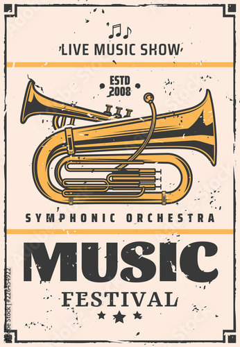 Live music show and festival, vector trumpet