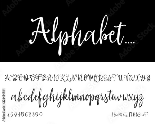Modern Calligraphy Vintage Handwritten - vector Font for Lettering.Trendy Alphabet Retro Calligraphy Script.